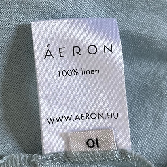 AERON | 100% Linen Relaxed Breathable Mini Dress in Light Sea Blue | Size 10 - Picture 7 of 8